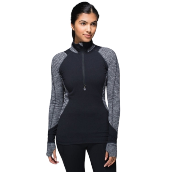 Lululemon Race Your Pace 1/2 Zip Pullover Black and Coco Pique Size 4 - Picture 4 of 7
